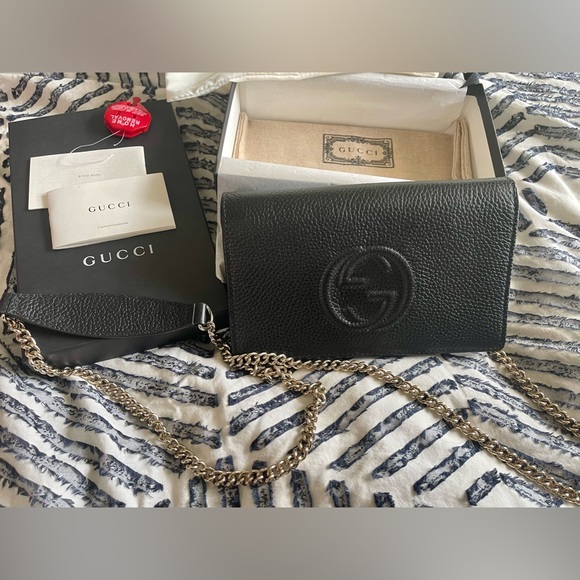 Gucci Soho Wallet on Chain, Black Leather, New With Tags - Picture 8 of 16